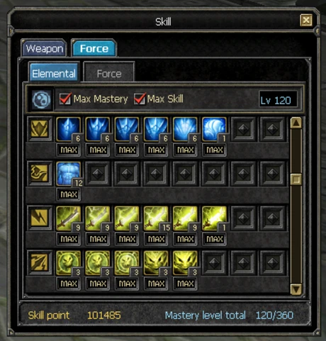Fire, Cold ve Lightning skillerinin Elemental mastery altında birleşimi